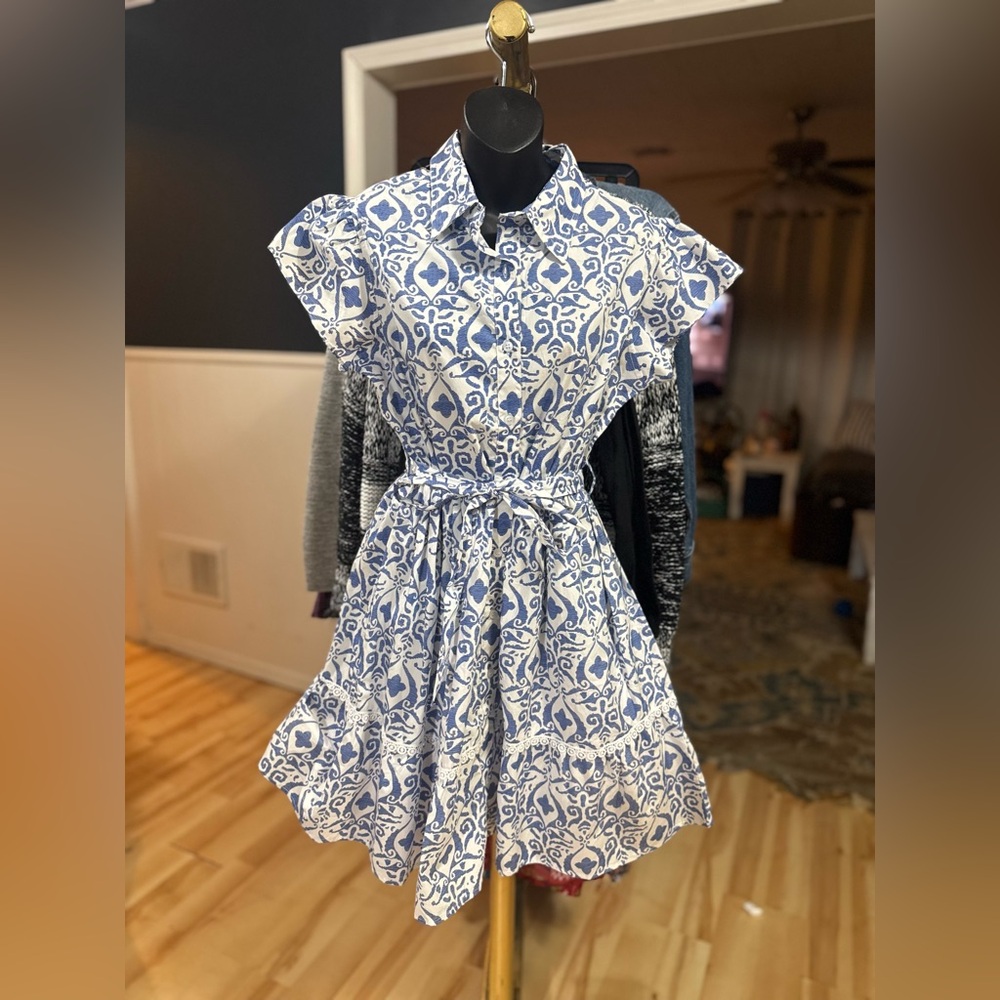 Chic Blue and White Mini Dress
